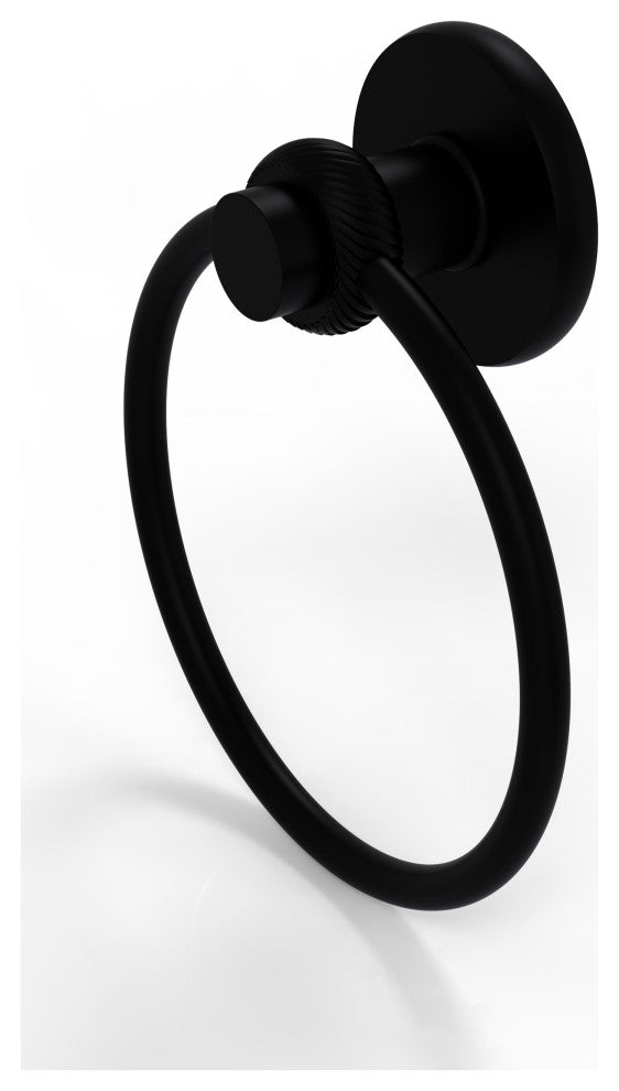 Mercury Towel Ring with Twist Accent, Matte Black