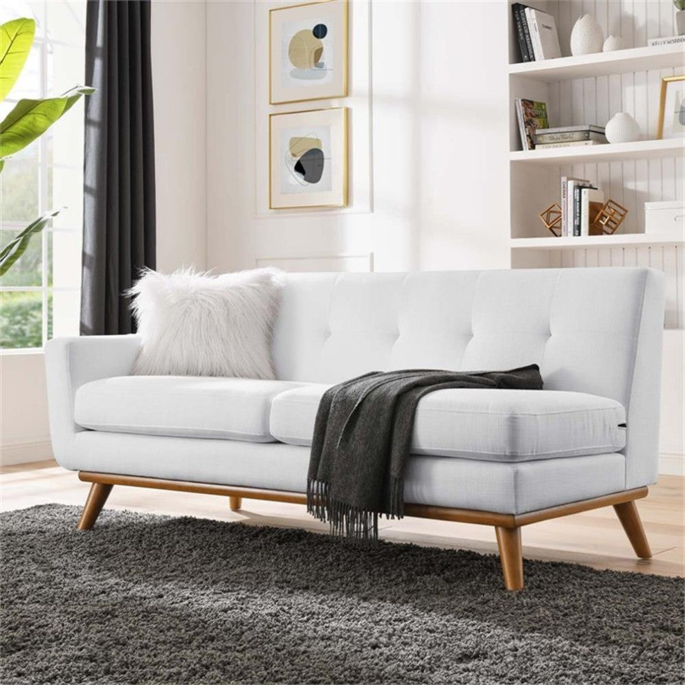 Engage Left-Arm Upholstered Fabric Loveseat White