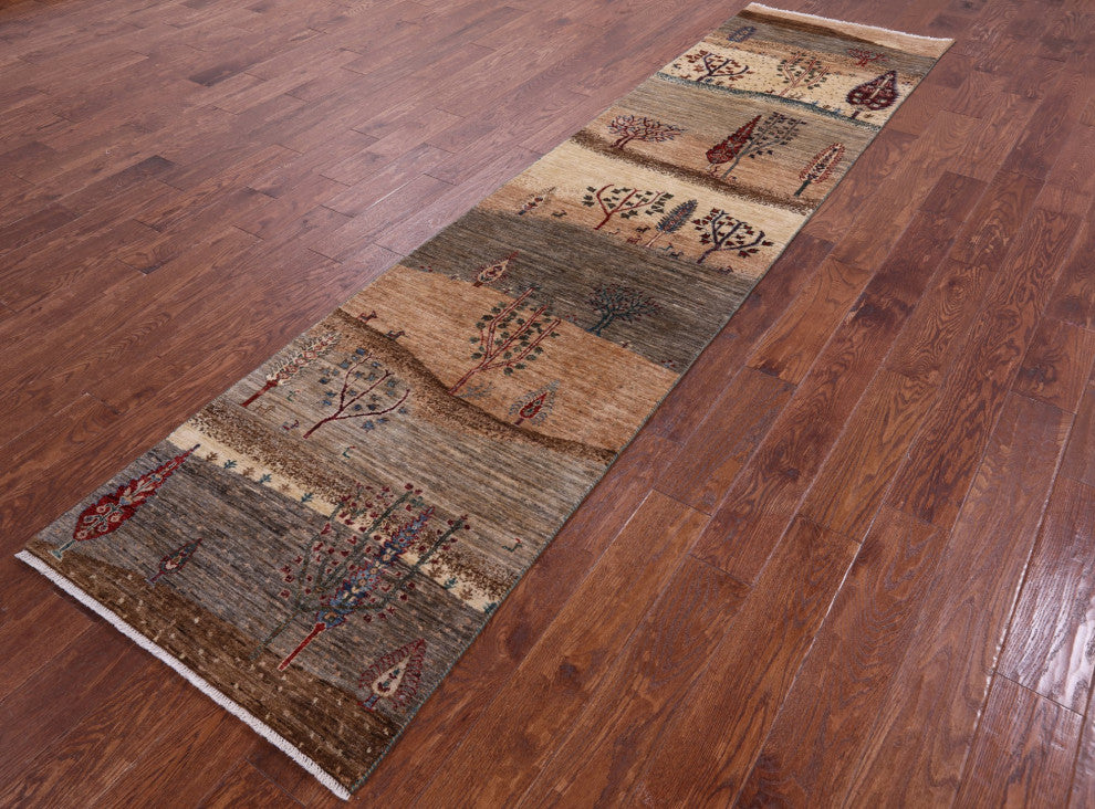 2' 8" X 11' 4" Runner Persian Gabbeh Tribal Handmade Rug Q11118