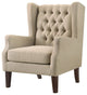 Irwin Linen Button Tufted Wingback Chair, Beige