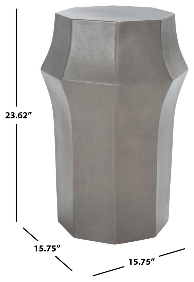 Safavieh Indoor-Outdoor Klaudia Concrete Accent Table Dark Grey