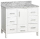 California 42" Bathroom Vanity, White, Carrara Marble