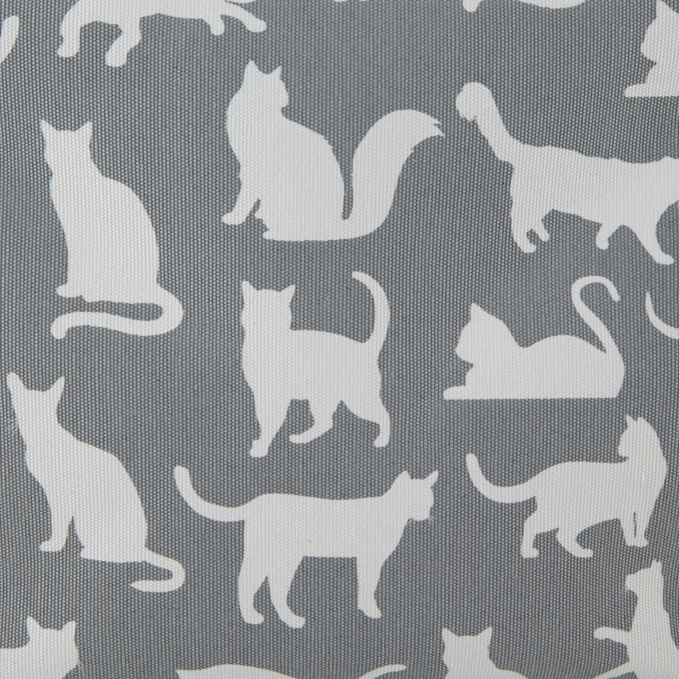 Polyester Pet Bin Cats Meow Gray Round Medium 12x15x15