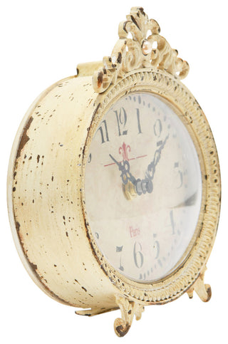 Distressed Pewter Mantel Clock, Pink, Cream