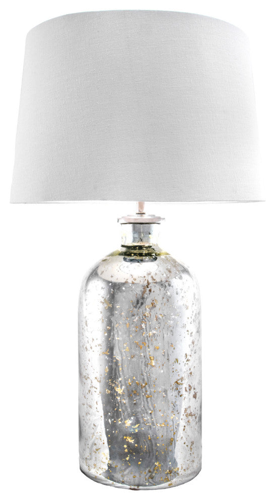 Nuloom Mercury Glass Cotton Shade Silver Finish 3-Way Switch Table Lamp, 28"