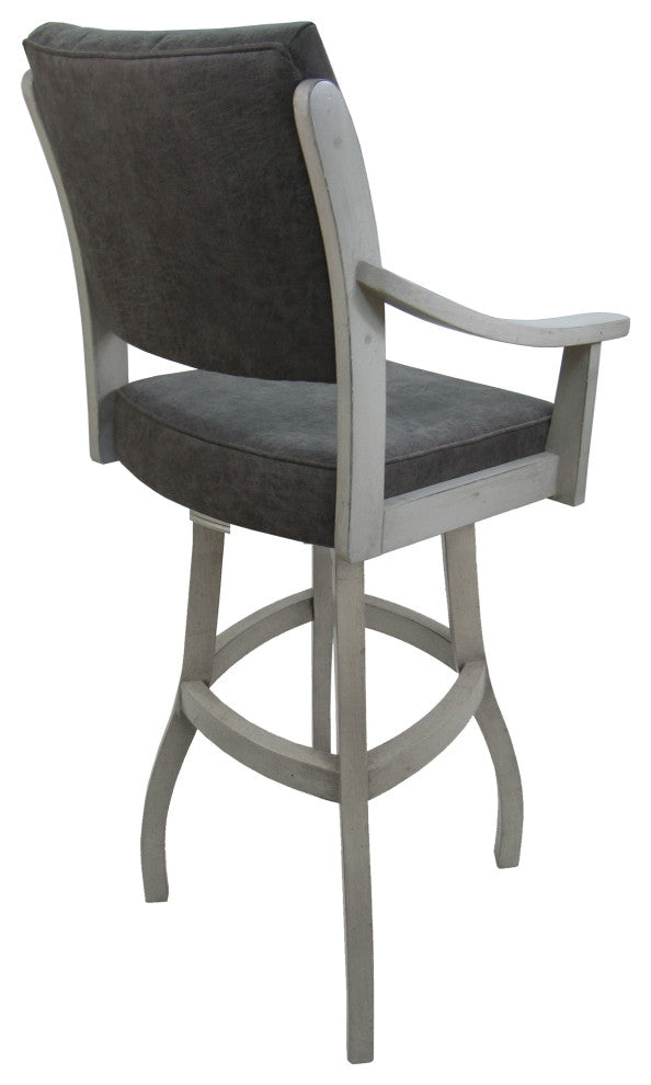 Swivel Counter Wood Bar Stool Casa on S-Base, Northwest Elk - Antigue White, 30"