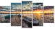 Boats and Jetty under Dramatic Sky, Large Modern Canvas Print, 60"x32", 5 Panels