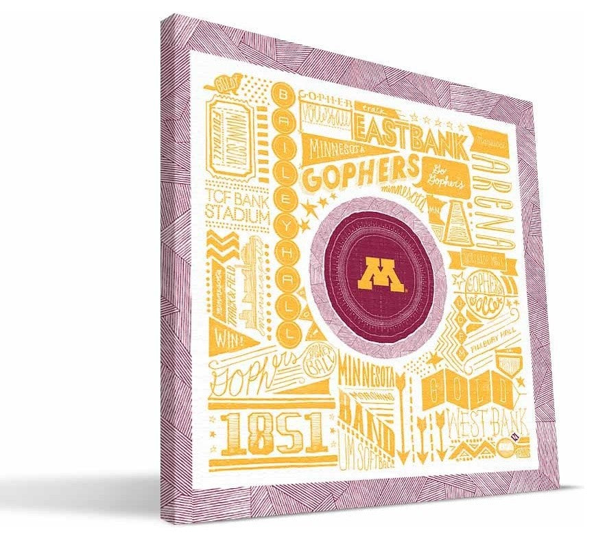 MNX Golden Gophers Pictograph Canvas Print, 16"x16"