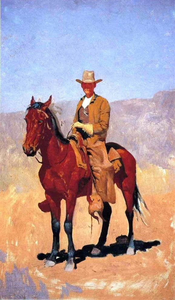 Frederic Remington Mounted Cowboy in Chaps with Race Horse Gallery Wrap Canvas