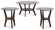 Benzara BM190111 Round Table Set with Glass Top & Lower Shelf, S/3, Brown