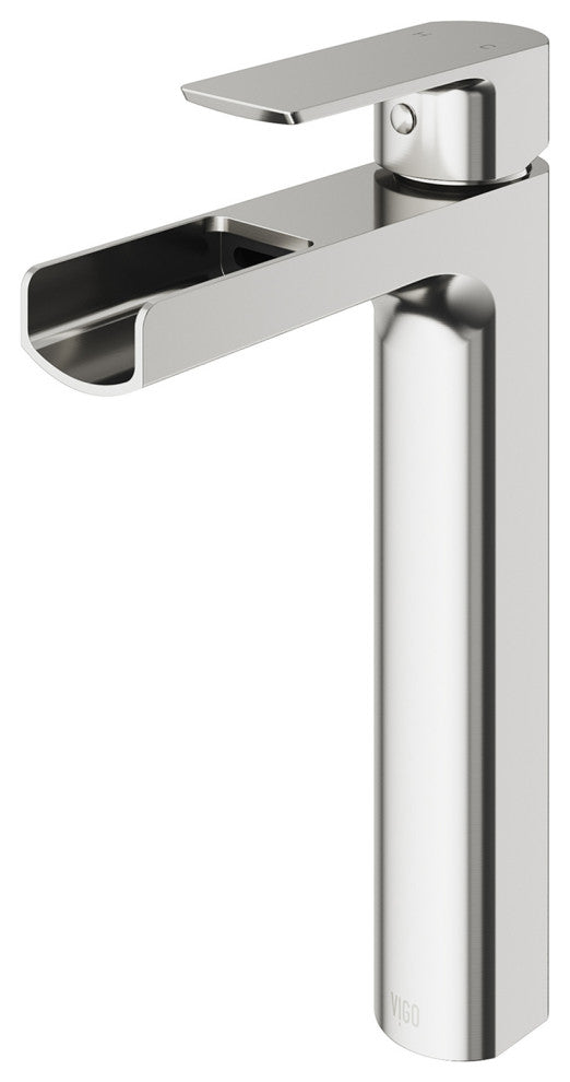VIGO Amada 10" H Single Handle Single Hole Bathroom Vessel Faucet, Brushed Nickel