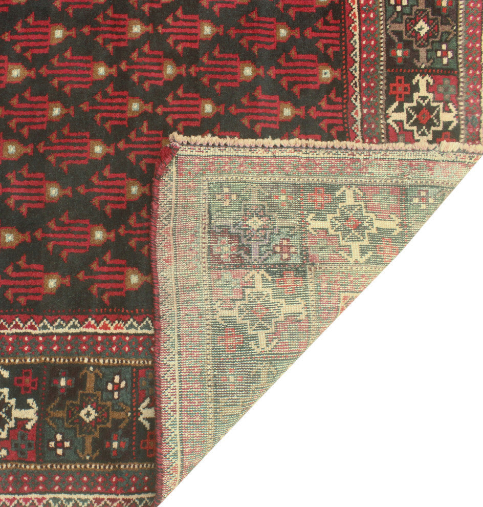 Vintage Distressed Bethzy Charcoal/Red Runner, 4'2x9'6