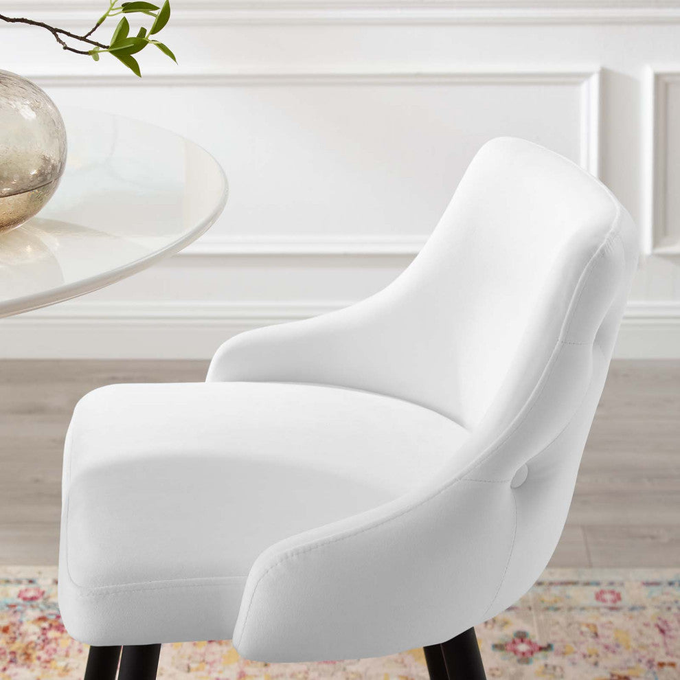 Bar Stool Chair Barstool, Set of 2, Velvet, White, Modern, Bar Pub Restaurant