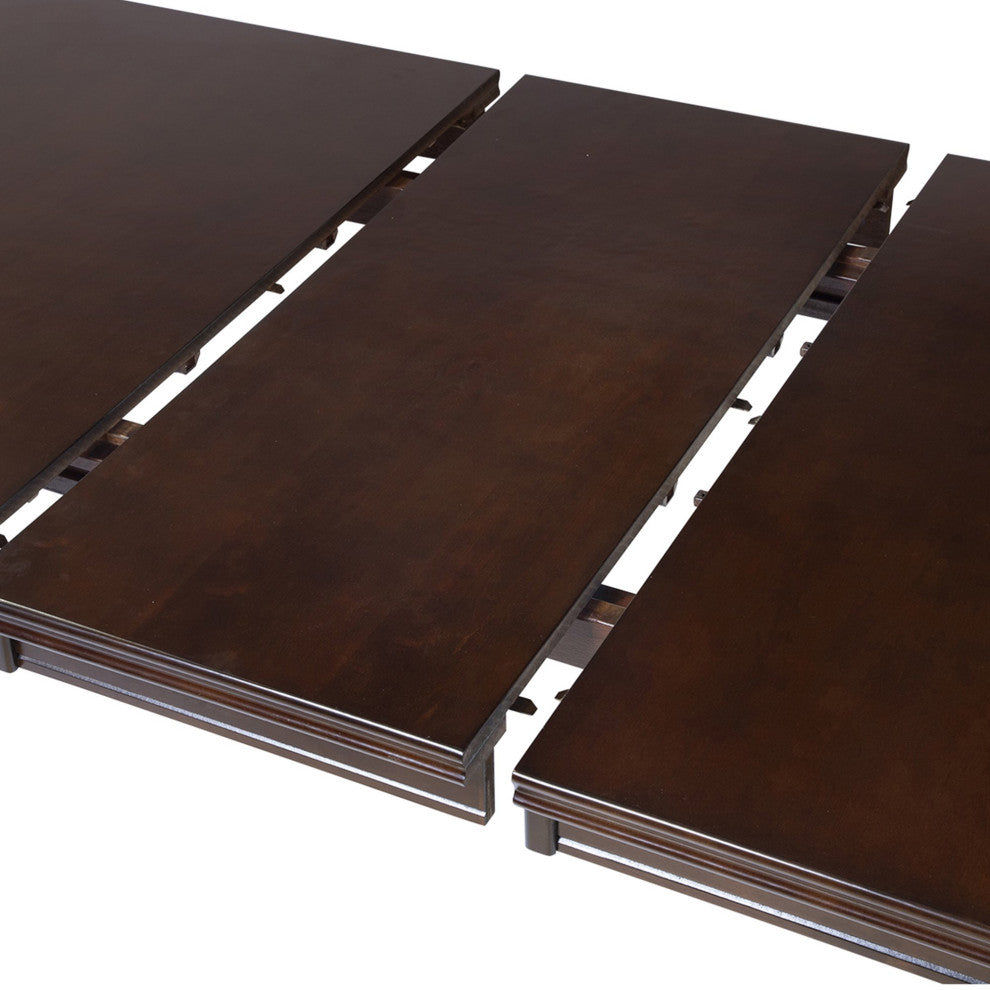 Expandable Dining Table in Espresso Finish, Seats 8 with Leaf Insert
