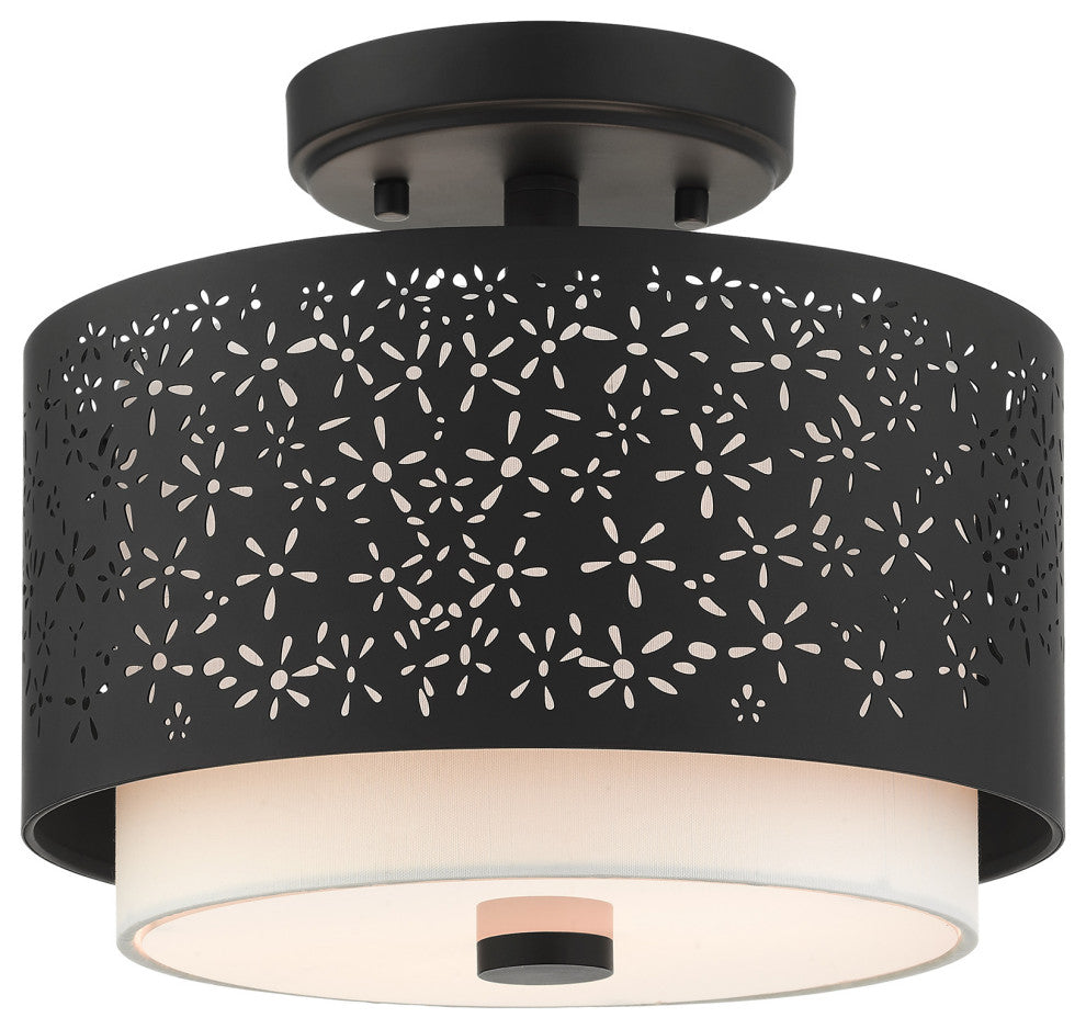 Black Stylish, Transitional, Intricate, Urban Semi Flush