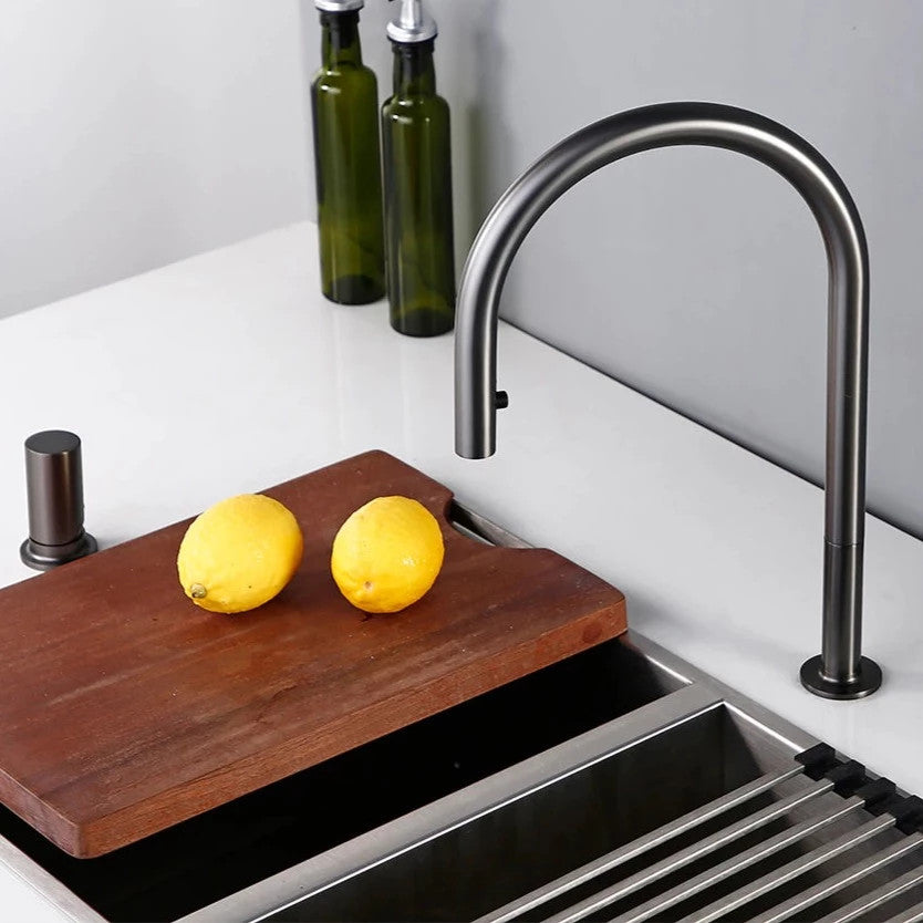 Bagnox™ Solid Brass Pull Down Kitchen Sink Faucet, Gunmetal