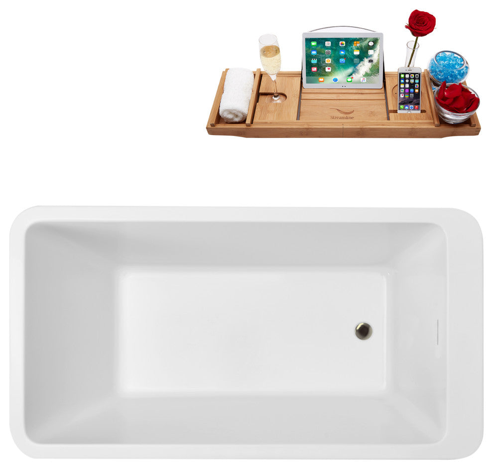 60'' Streamline N250ORB Freestanding Tub, Tray, Internal Drain, Pop-Up: Brushed