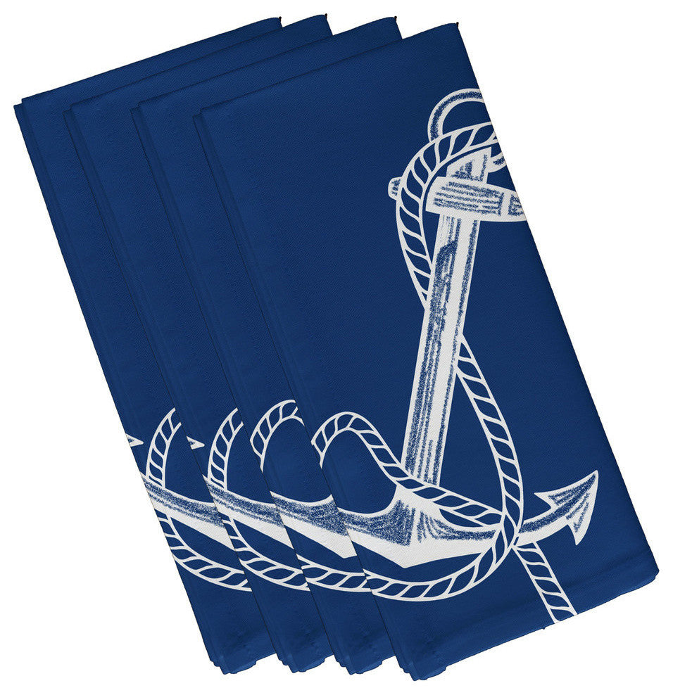 Anchored, Geometric Print Napkin, Blue, Set of 4