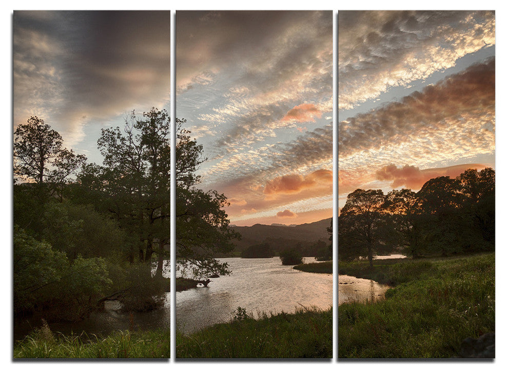 "Sunset Over Rydal Waters" Metal Wall Art, 3 Panels, 36"x28"