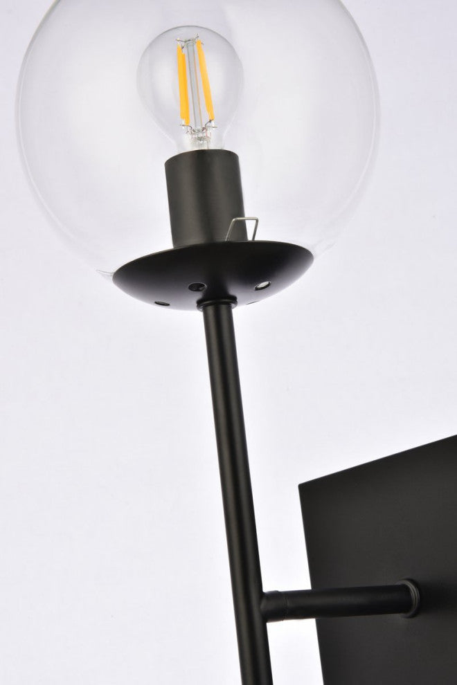Noah 1-Light Black and Clear Glass Wall Sconce