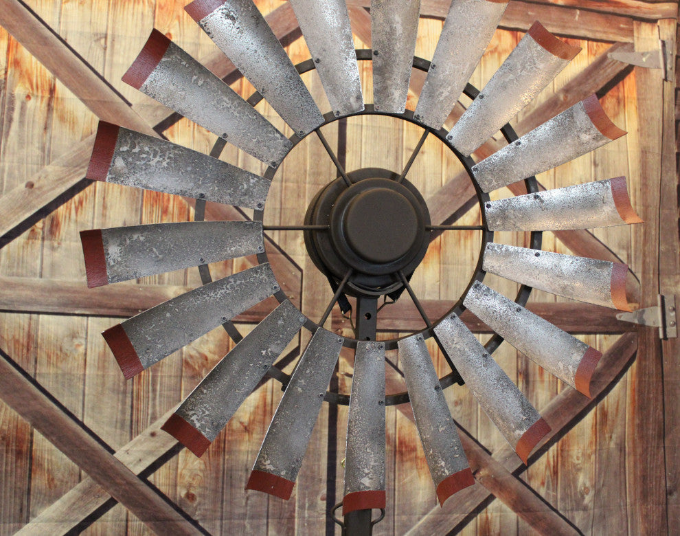 96 Inch Brahman Tinge With Rustic Red Tips Windmill Ceiling Fan | The American