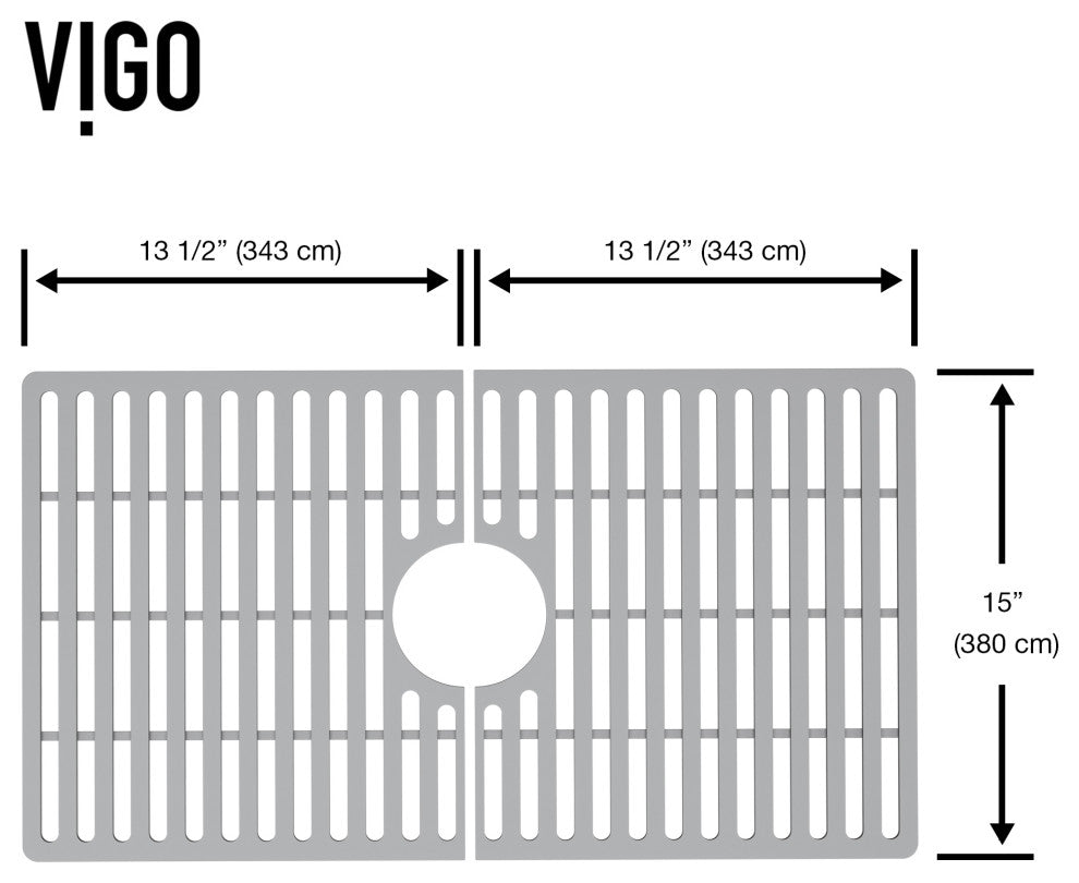 VIGO Silicone Protective Bottom Grid for Kitchen Sink, Gray, 27"lx15"w, Single Basin