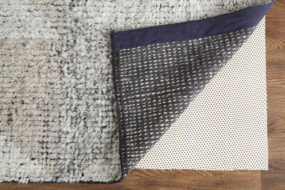 Weave & Wander Rheed Wool Rug, Silver Gray/Taupe, 9ft-6inx13ft-6in Rug