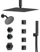 Themostatic Shower System 12" High-Pressure Dual Heads, Matte Black