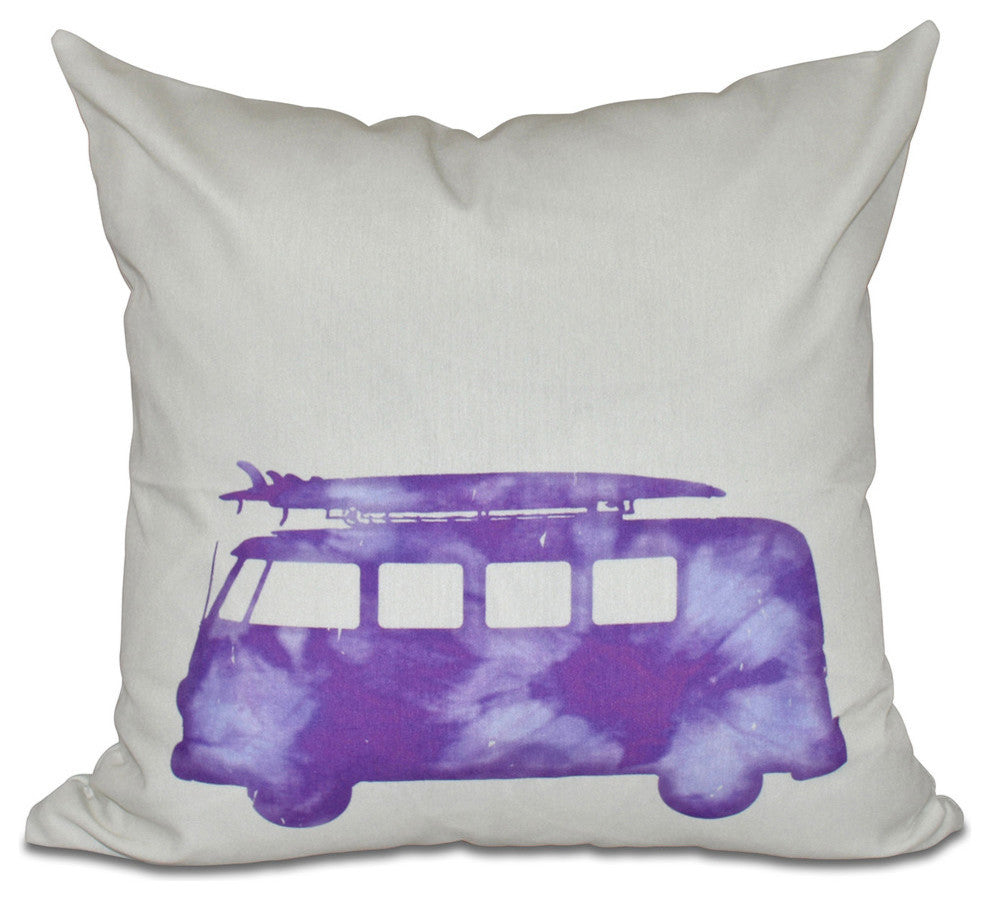 Beachdrive, Geometric Print Pillow, Purple, 16"x16"