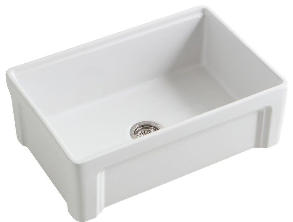 Tosca Reversible Farmhouse Single Bowl Sink, Cutting-Board, Grid, Strainer, 30"