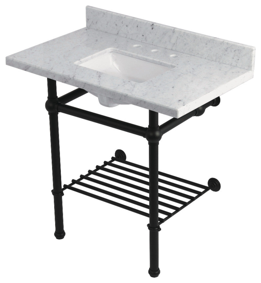 KVPB36MBSQB0 36" Console Sink with Brass Legs (8", 3 Hole)