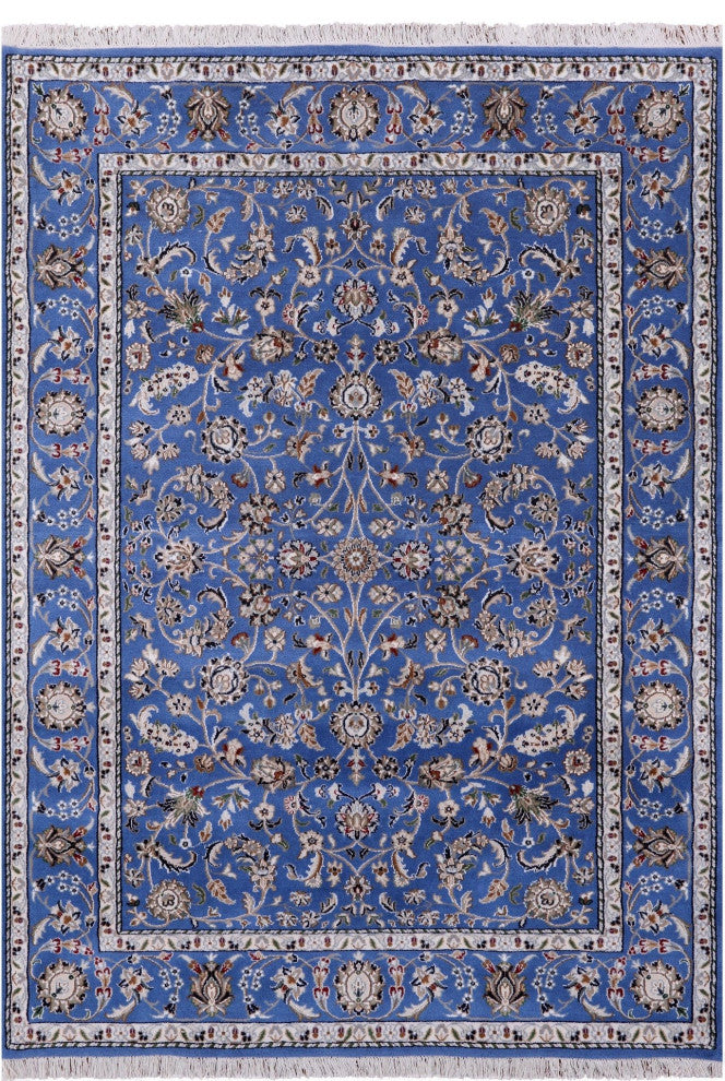 5' 0" X 7' 0" Persian Nain Wool and Silk Hand Knotted Rug Q11650