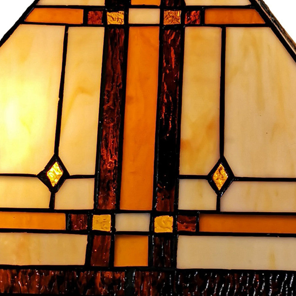 Tiffany Style 2 Light Mission Pendant Lamp 14" Wide