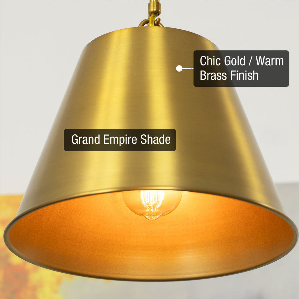 Kira Home Vida 12" Pendant Light, Metal Empire Shade, Adjustable Hanging Height