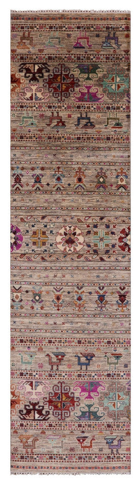 2' 9" X 10' 8" Runner Handmade Tribal Persian Gabbeh Rug - Q12382