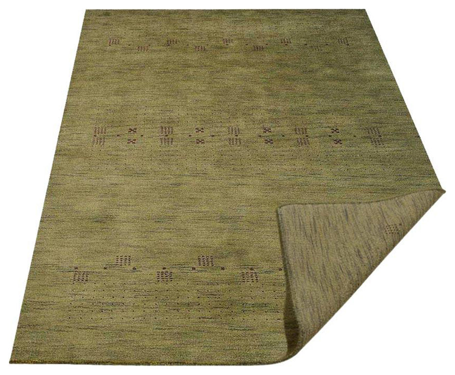 HAND KNOTTED LOOM WOOL ECO-FRIENDLY AREA RUGS - Rectangle, Olive, Contemporary