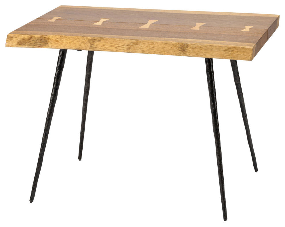 Nexa Side Table With Black Cast Iron Legs, Smoked Oak