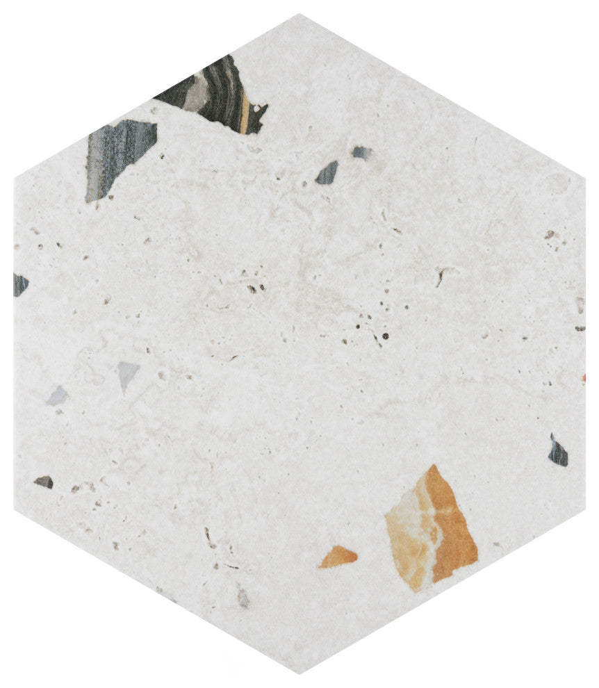 Sonar Hex White Porcelain Floor and Wall Tile