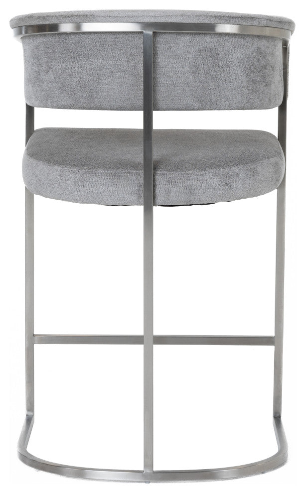 Modrest Sebastian Modern Grey Fabric + Stainless Steel Counter Chair