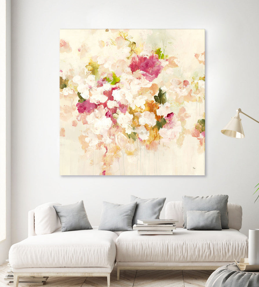 Floral Blush V4 - 72 x 72 by Lisa Ridgers