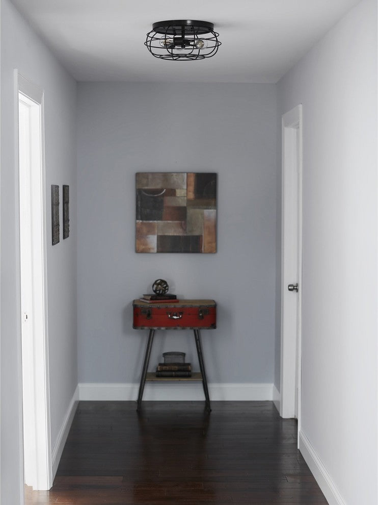 Cartaro 3-Light Industrial VIntage Cage Ceiling Light, LED Bulbs, Dark Bronze