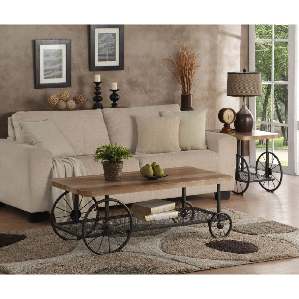 Acme Francie Coffee Table Oak and Antique Gray