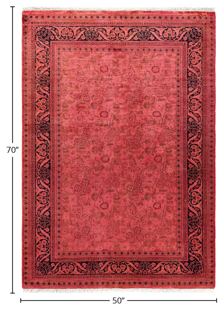 Fine Vibrance, One-of-a-Kind Hand-Knotted Area Rug Pink, 4'2"x5'10"