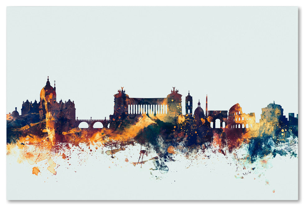 Michael Tompsett 'Rome Italy Skyline Blue' Canvas Art, 12x19