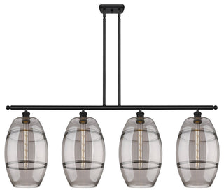 Ballston-Vaz 4-Light 49" Stem Island Light, Matte Black, Light Smoke