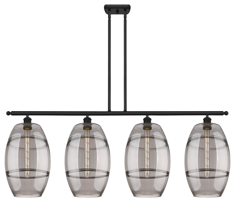 Ballston-Vaz 4-Light 49" Stem Island Light, Matte Black, Light Smoke