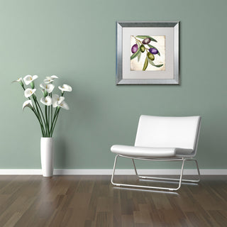 Color Bakery 'Olive Branch I' Matted Framed Art, Silver Frame, White Mat, 16x16