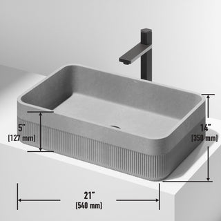 VIGO Cypress 21"L x 14"W x 5"H Concreto Stone Rectangular Bathroom Vessel Sink