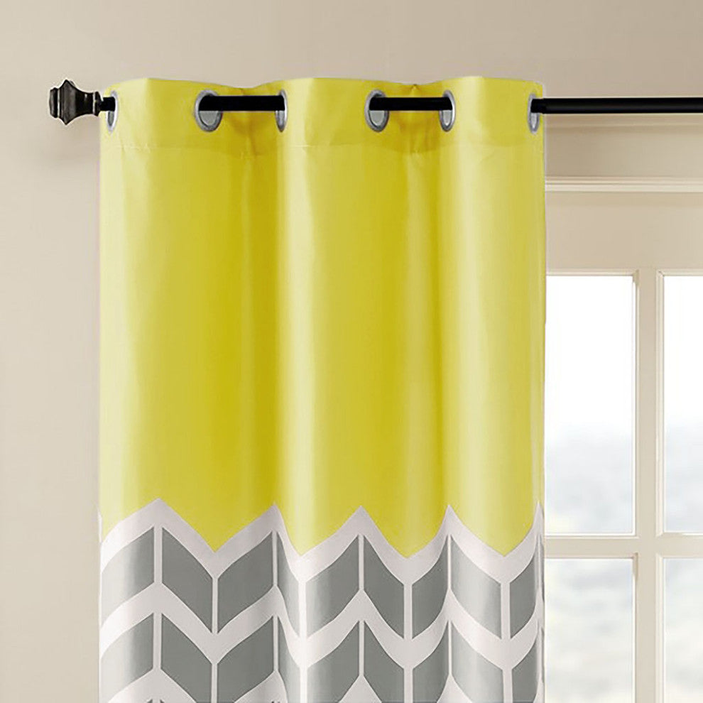 Intelligent Design Alex Yellow Chevron Print Window Panel Pair