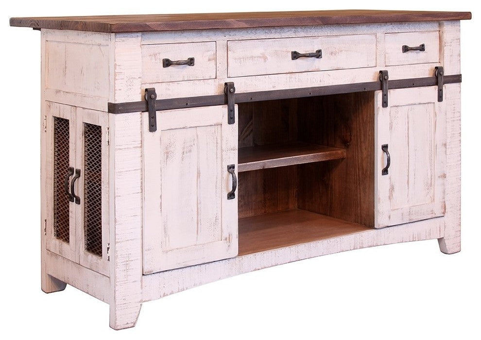 Greenview Kitchen Island, Distressed White